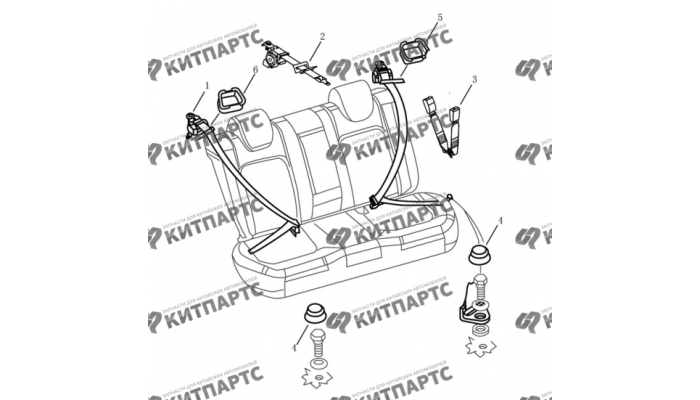 Ремни безопасности задних сидений Dong Feng